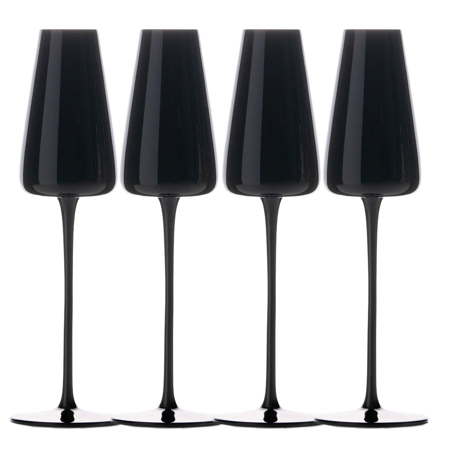 CHAMPAGNERGLÄSER 220 ml (4er-Set) - Schwarz, Glas (0.2L) - Intirilife