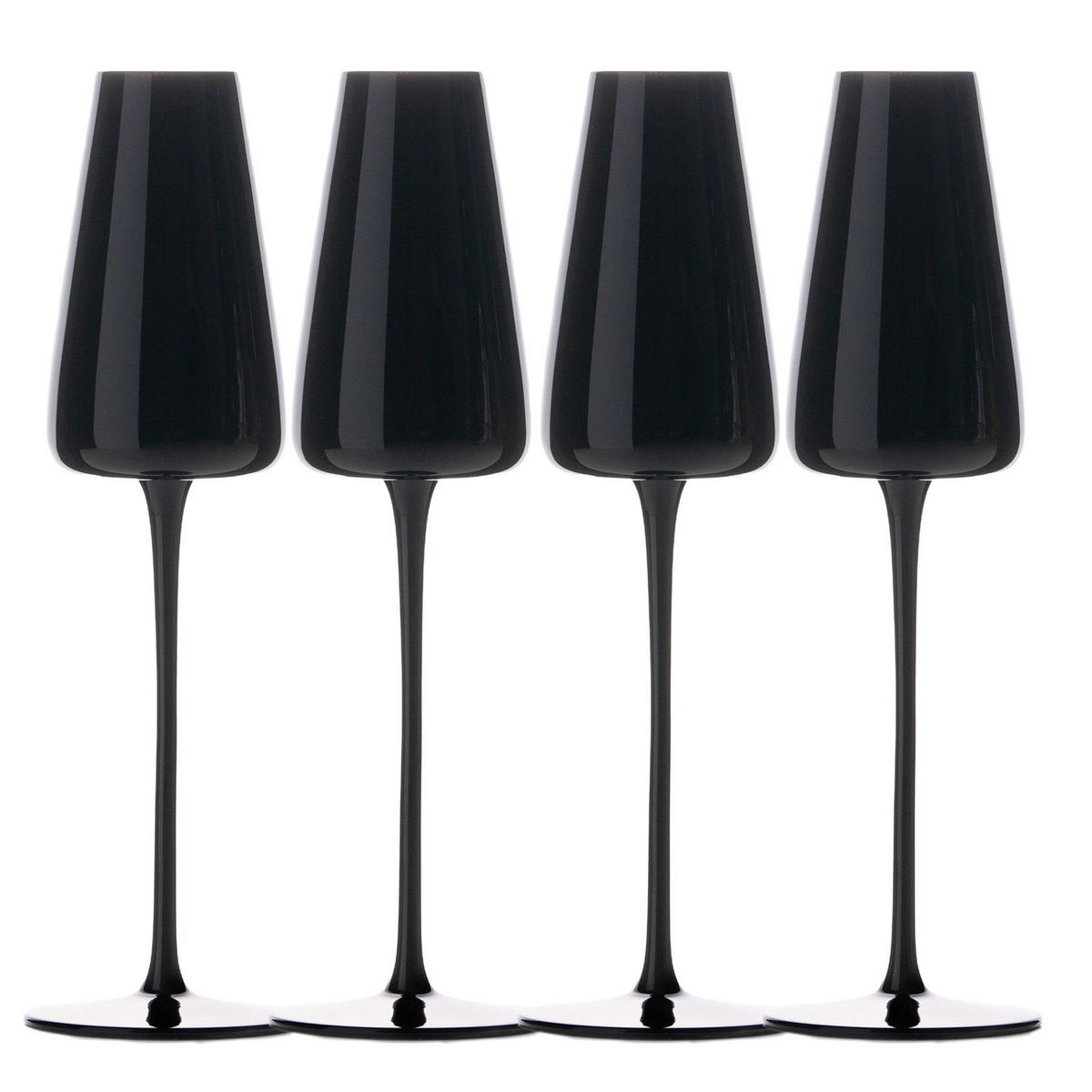 CHAMPAGNERGLÄSER 220 ml (4er-Set) - Schwarz, Glas (0.2L) - Intirilife