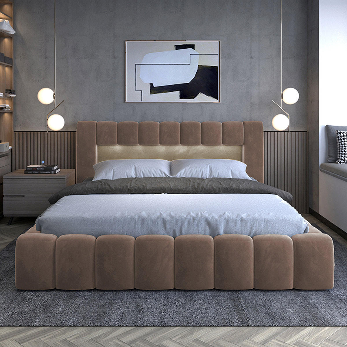 BOXSPRING POSTEL 160/200 Auria Hnědá - hnědá, dřevo (160/200cm) - Petits-meubles