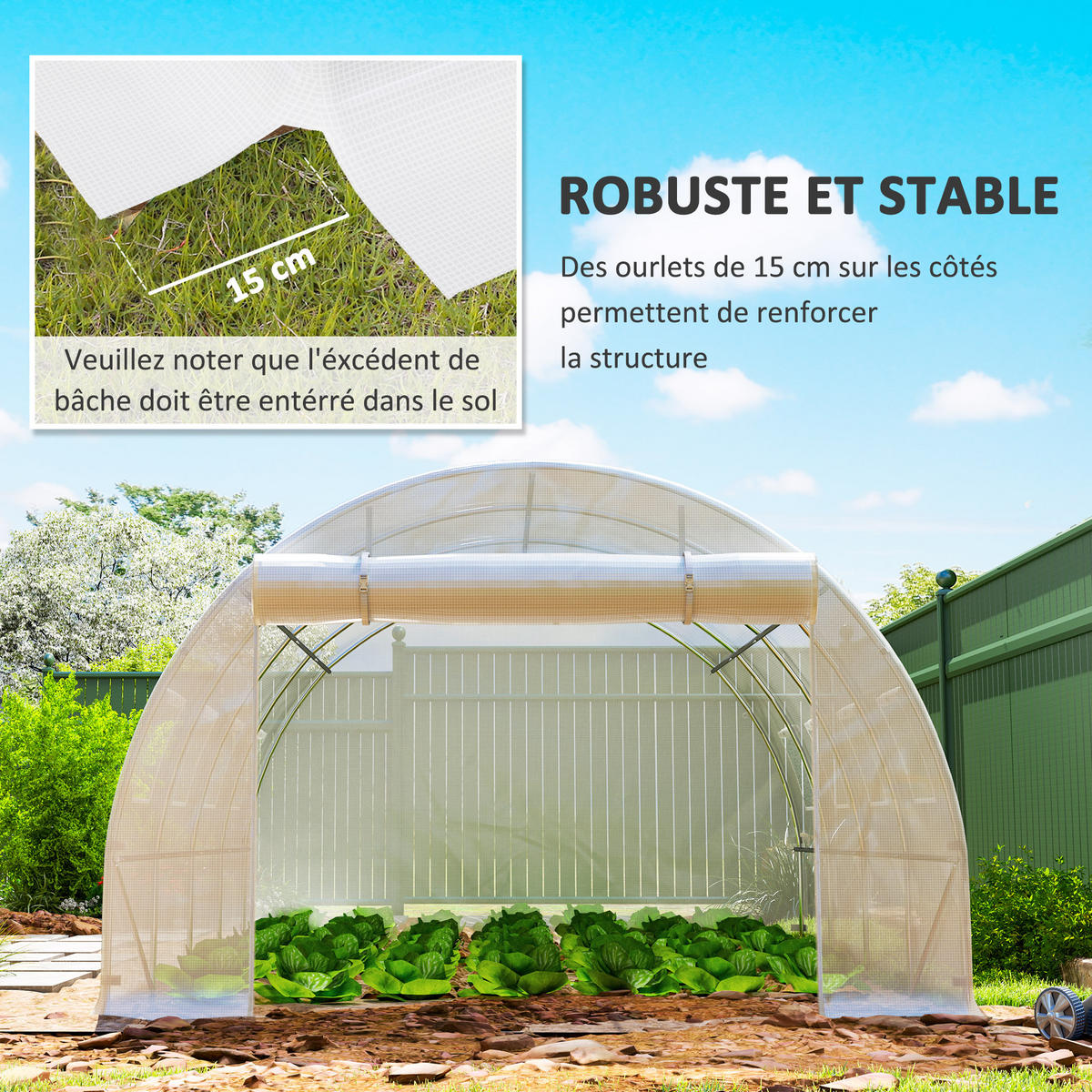 ERSATZPLANE DE-12021 für 12 m² Tunnel mit 8 Fenstern & Tür Weiß - Weiß, Kunststoff (300/200/400cm) - ComfortXL