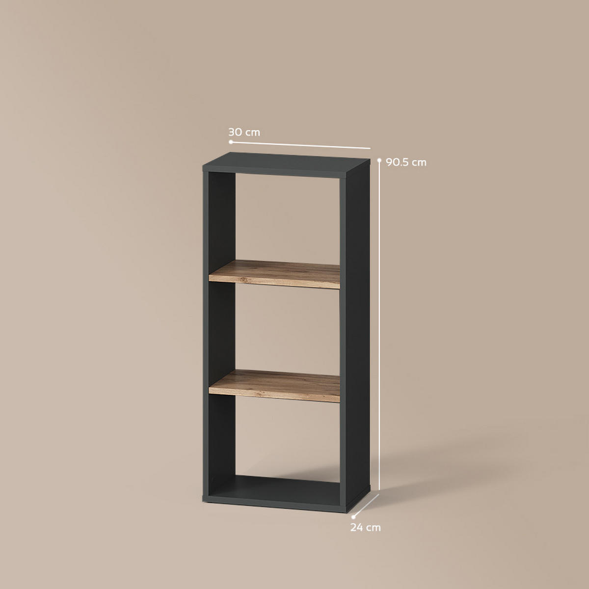 AUFBEWAHRUNGSREGAL Ortello Anthrazit/Goldkraft Eiche 40 x 90.5 cm - Honigeiche/Anthrazit, Holzwerkstoff (40/90.5/24cm) - Livinity®