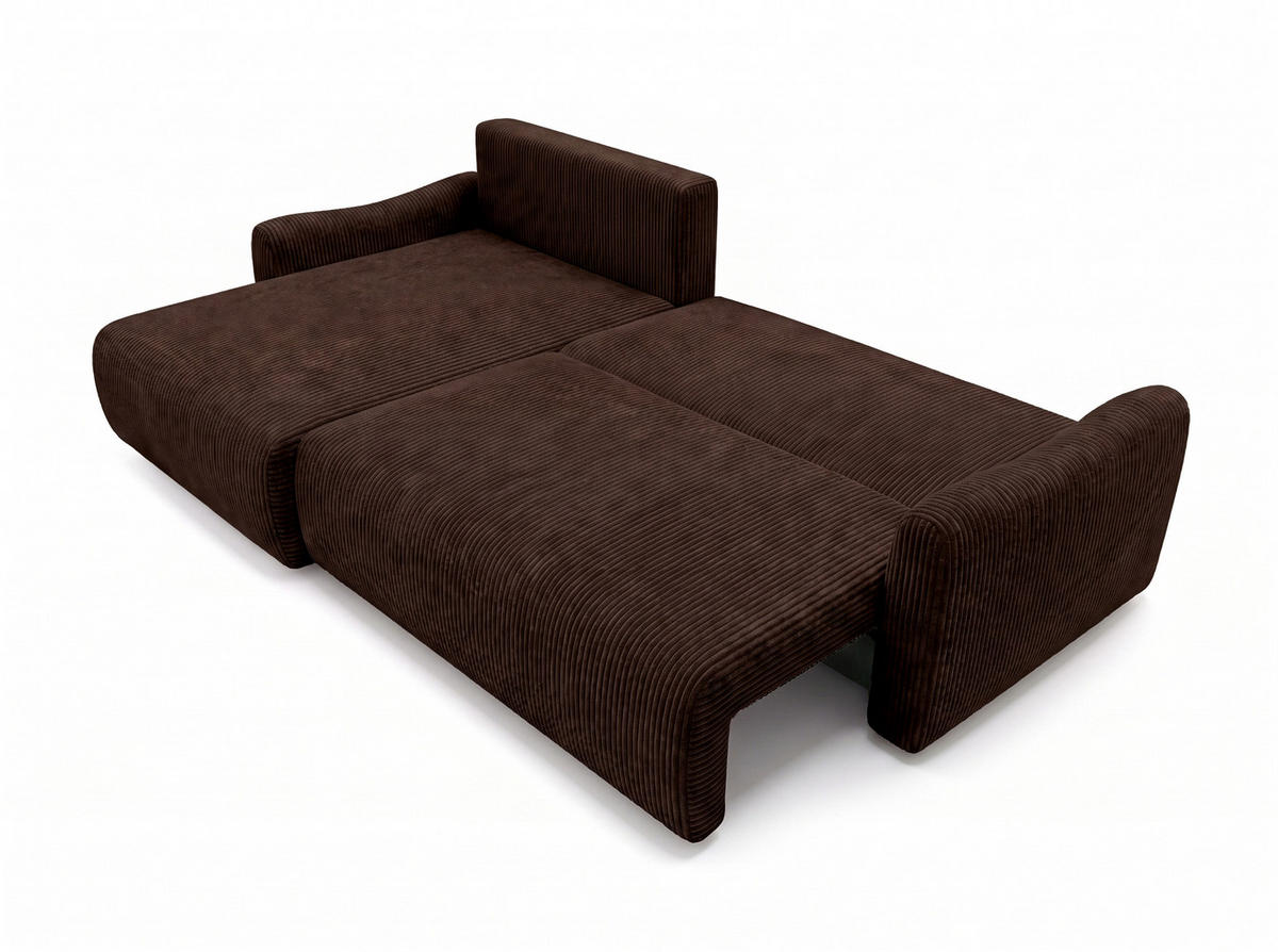 ECKSOFA Mit Schlaffunktion, Cordstoff Poso, Braun, Links, JAPANDI - Braun, Holz (262/145cm) - Kaiser Möbel
