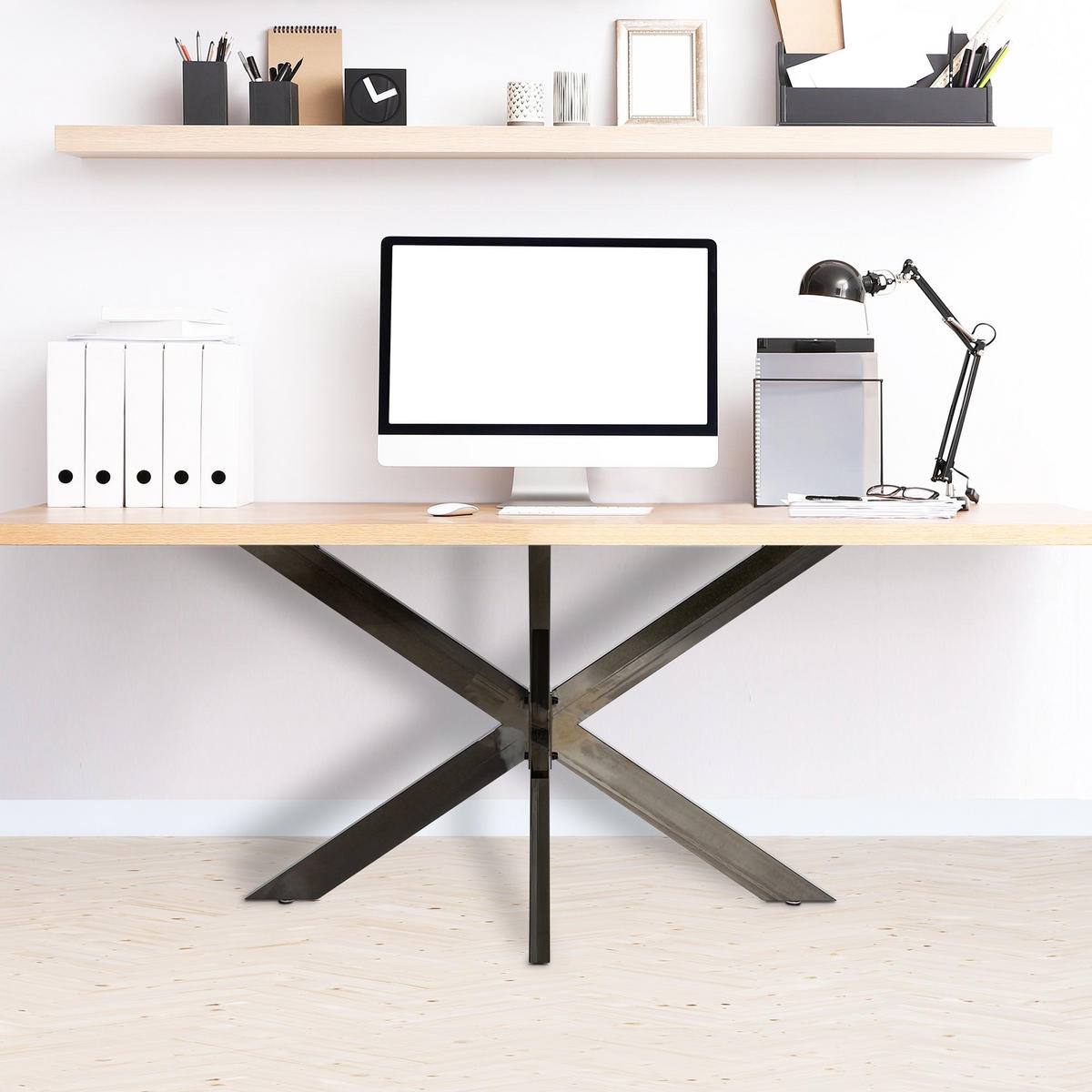 TISCHBEIN eckig 68/120/71 cm Metall industrial schwarz - Schwarz, Metall (68/71/120cm) - CLP