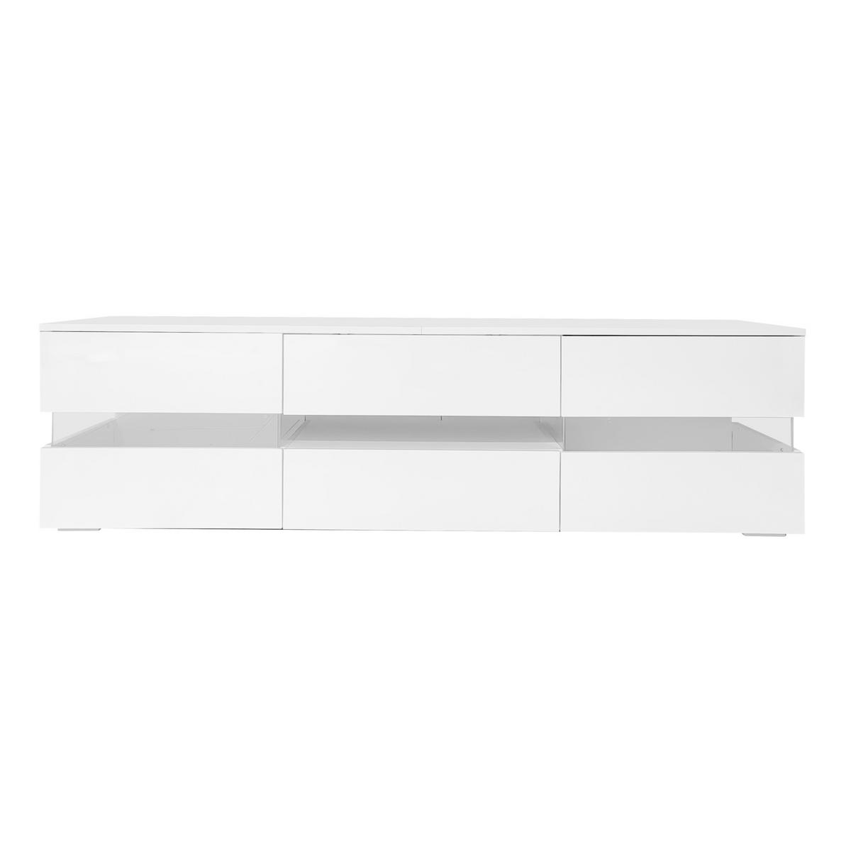 TV-SCHRANK mit Weiß Hochglanzfront, LED und Push-to-open 160/39/45 cm - Weiß, Holzwerkstoff (160/45/39cm) - Redom
