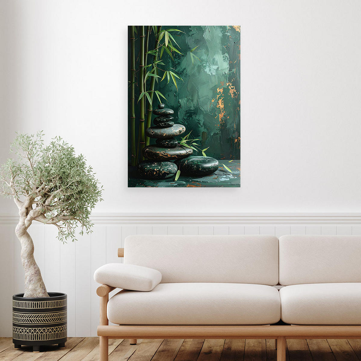 LEINWANDBILD Zen und Orientalisch 60x90cm - Grün, Textil (60/90cm) - Feeby