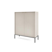 HIGHBOARD Nova Kaschmir, Schwarze Beine - Kaschmir/Schwarz, Holzwerkstoff/Metall (104/125/39cm) - Bettso