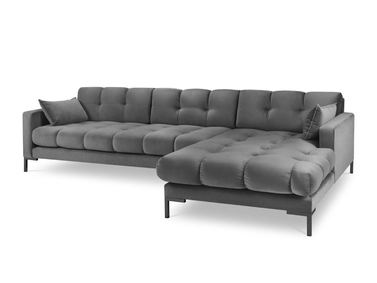 ECKSOFA rechts Mamaia aus Samt hellgrau 5 Sitzplätze - Hellgrau, Textil (185/293cm) - Micadoni