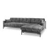ECKSOFA rechts Mamaia aus Samt hellgrau 5 Sitzplätze - Hellgrau, Textil (185/293cm) - Micadoni
