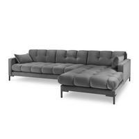 ECKSOFA rechts Mamaia aus Samt hellgrau 5 Sitzplätze - Hellgrau, Textil (185/293cm) - Micadoni