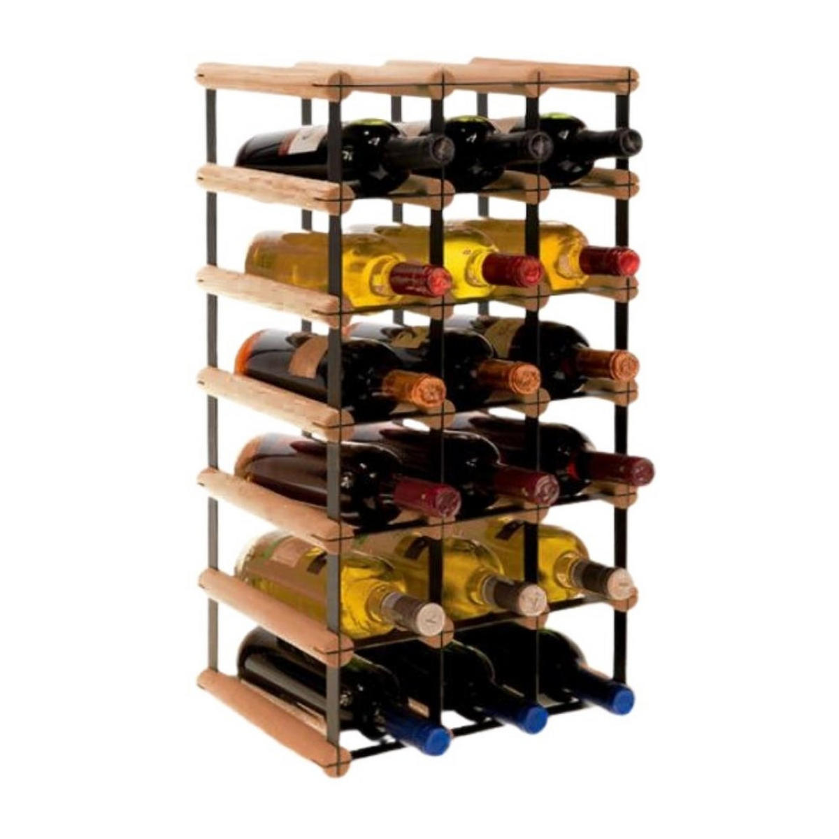 WEINREGAL Vinotega Mod Metal 62,5x32,5x24,5 cm 3x6 Flaschen Massives Kiefernholz Braun Geölt - Braun, Holz (32.5/62.5/24.5cm) - PROREGAL