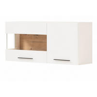 HÄNGEVITRINE weiß matt, Evoke Eiche, Vitrine hängend 120 cm, Soft-Close-Funktion - Eichefarben/Schwarz, Glas/Holzwerkstoff (120/54/35cm) - Furn.Design