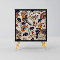 SIDEBOARD EMINENT HOOPOE, Schwarz, 57,5x42x75,5 cm, Goldfarbene Metallfüße - Goldfarben/Multicolor, Holzwerkstoff/Metall (57.5/75.5/42cm) - SpaceRebels