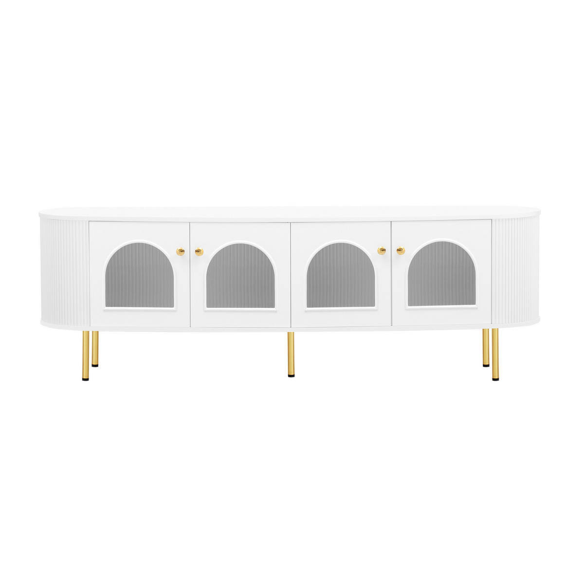 TV-ELEMENT mit 4 Glastüren 170 x 35 x 55 cm MDF White and Gold - Weiß, Holzwerkstoff (35/55/170cm) - Beauniv