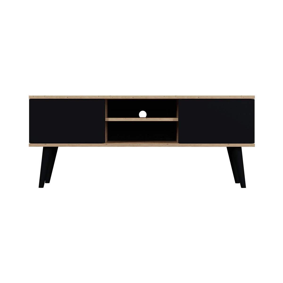 TV-MÖBEL Toronto Schwarz und Holz - Schwarz/Braun, Holzwerkstoff (120/35/55cm) - Petits-meubles