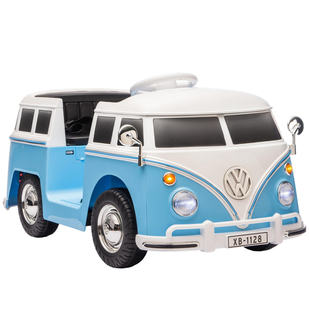 KINDER-ELEKTROAUTO mit MP3 Doppelmotor Hupe LED-Leuchte - Blau, Metall (89/49/41.5cm) - AIYAPLAY