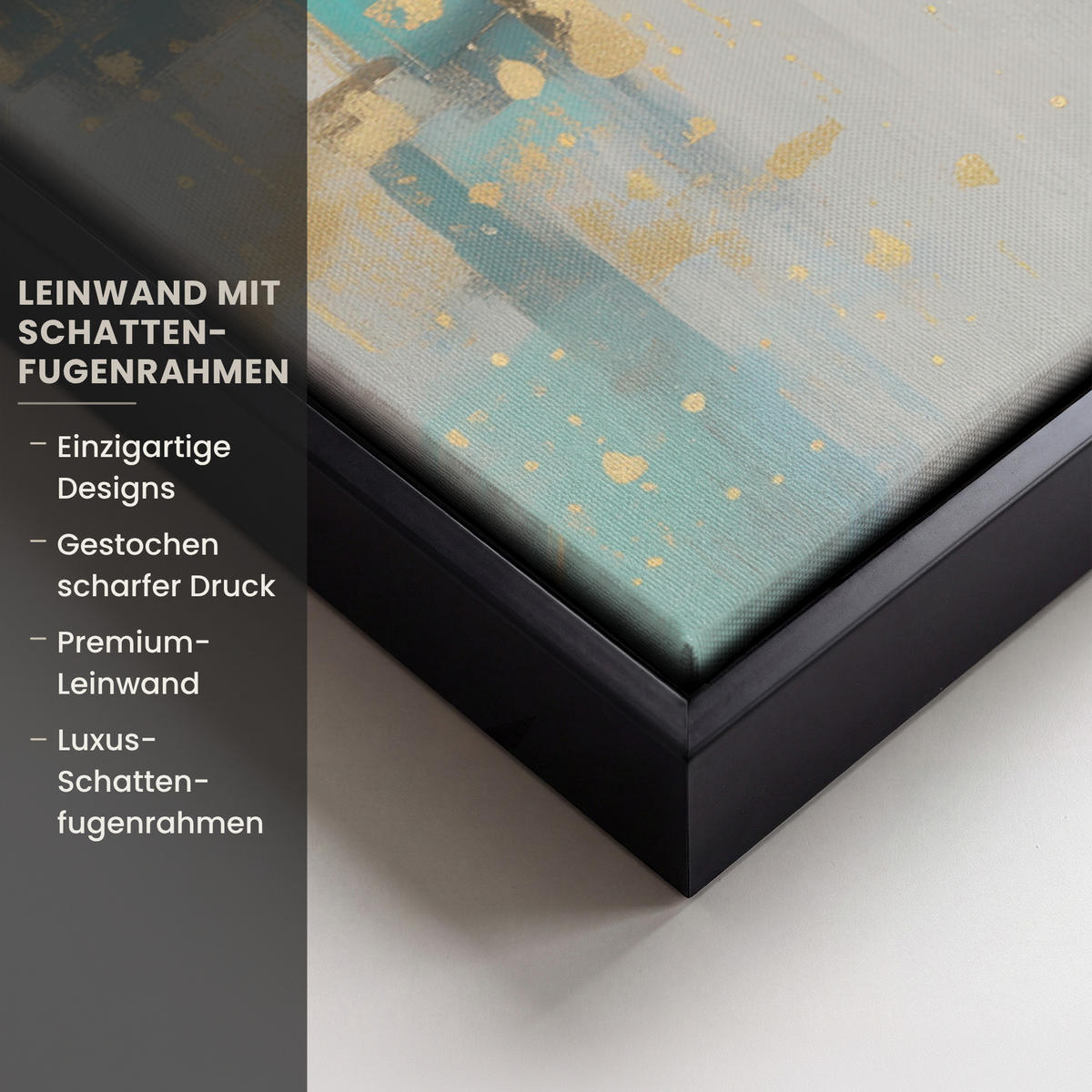 LEINWAND Bilder mit Rahmen - Abstrakt - Blöcke - Gold - Skyline - 60x40 - Beige, Textil (60/40cm) - MuchoWow