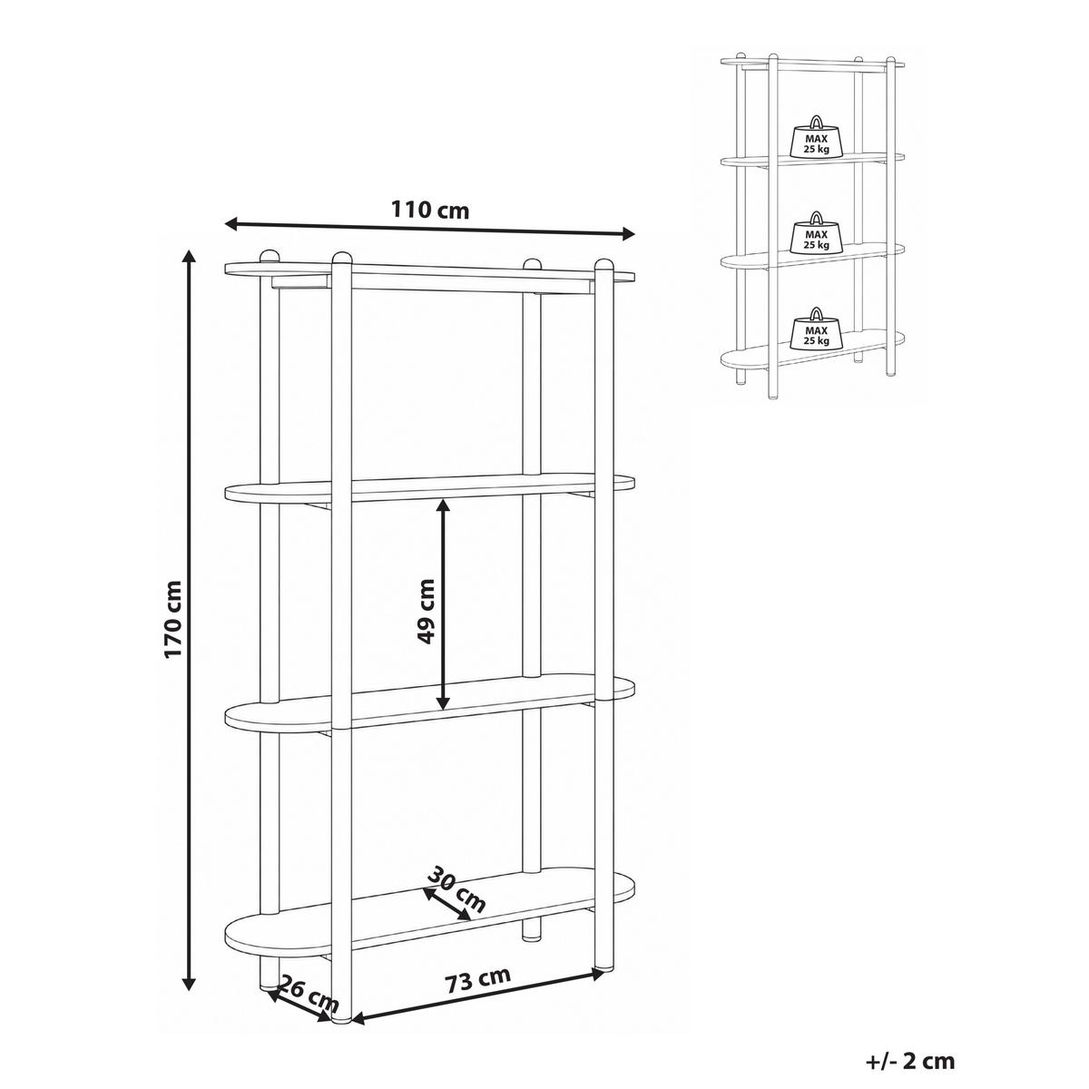 BIBLIOTECĂ cu 3 niveluri 170 cm bej Granity - bej, compozit lemnos (110/170/30cm) - Beliani