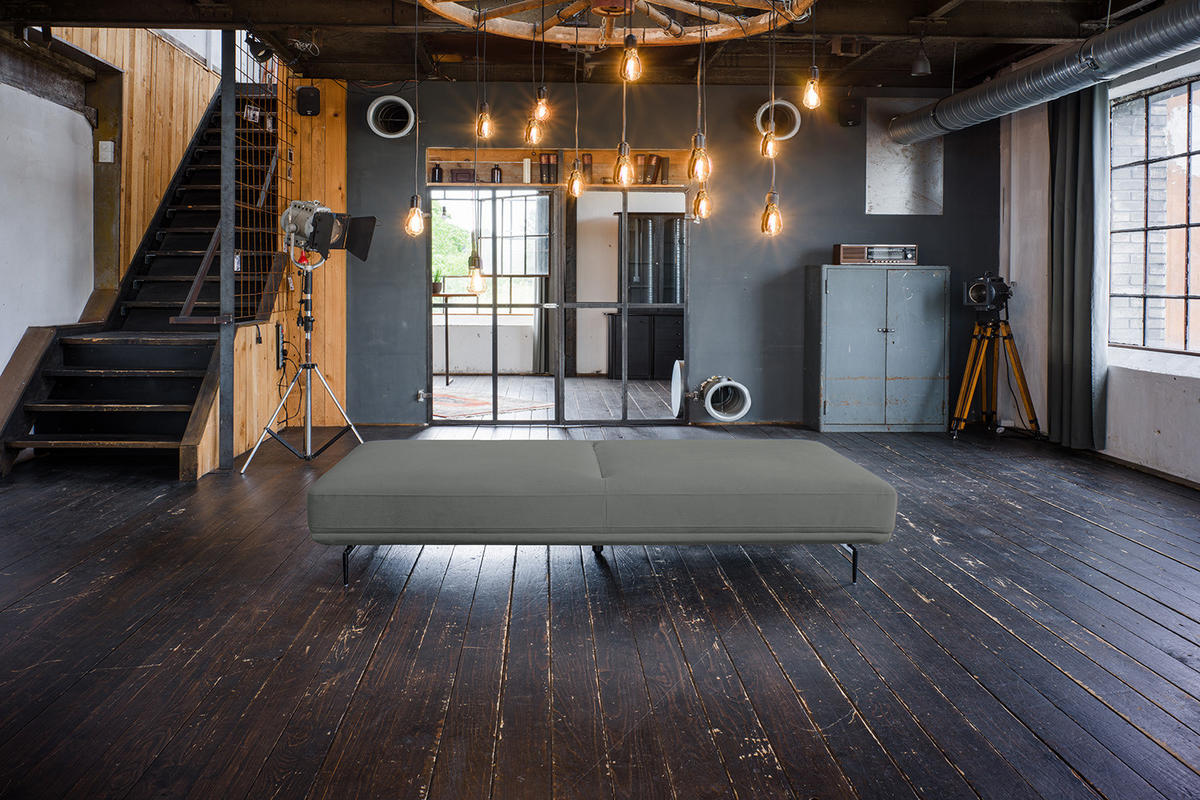 SCHLAFSOFA CANE Taupe Webstoff - Taupe/Schwarz, Textil/Metall (210/80/100cm) - KAWOLA