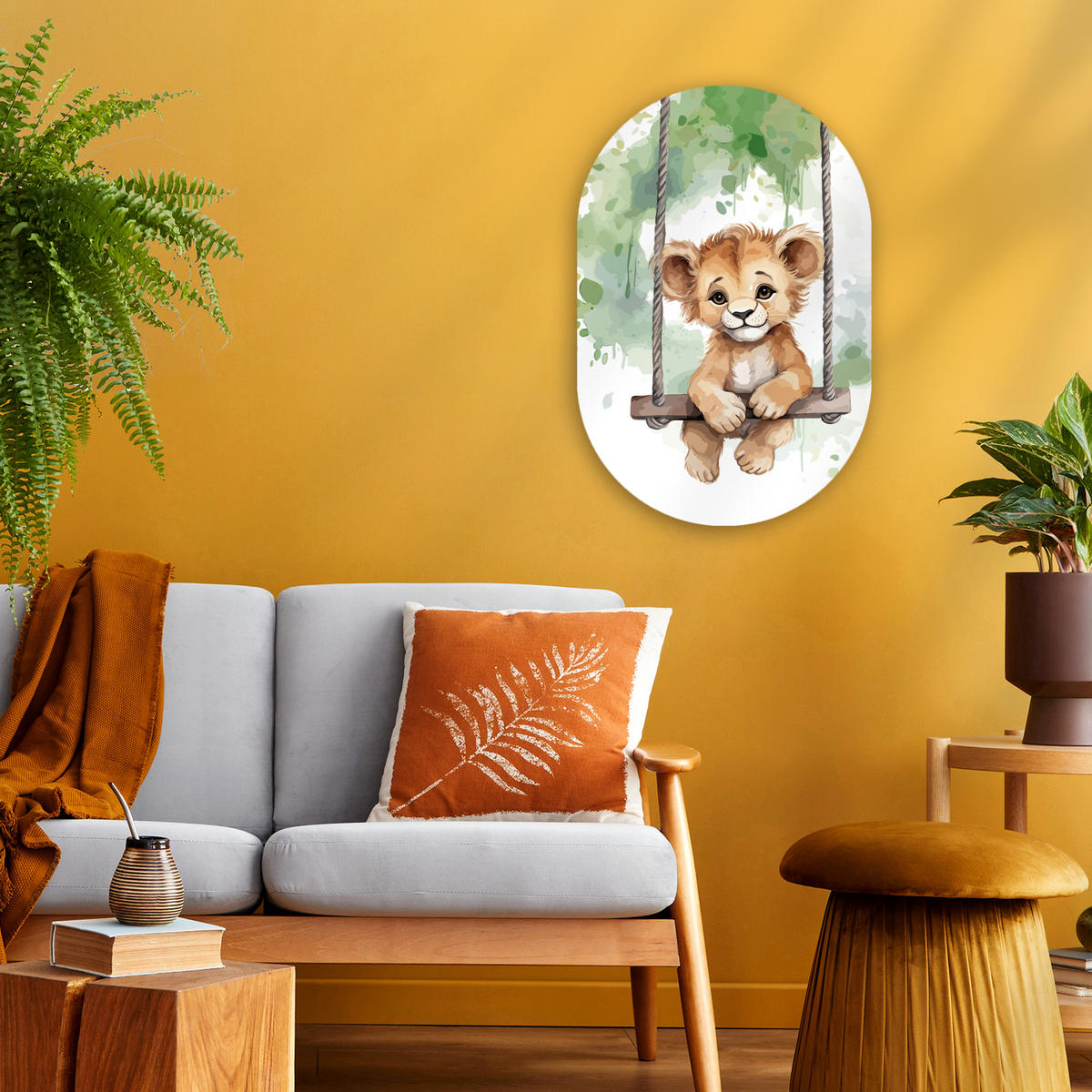 WANDBILD Löwe - Tier - Kinder - Dschungel 40x60 cm - Hellbraun, Kunststoff (40/60cm) - MuchoWow