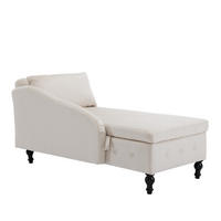 RÉCAMIERE Samt Beige mit Stauraum mit Kissen - Beige, Holz/Holzwerkstoff (144/69/62cm) - WISHDOR