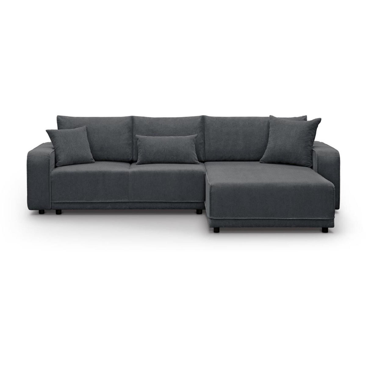 ECKSCHLAFSOFA Primo L dunkelgrau - Dunkelgrau/Schwarz, Textil (290/185cm) - Beautysofa
