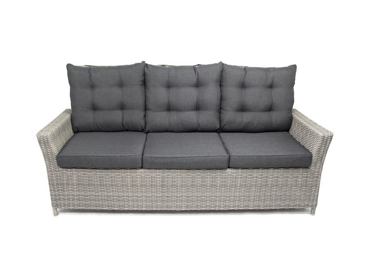 GARTEN-SITZGRUPPE Asti Grau Polyrattan für 7 Personen - Grau, Naturmaterialien - Green Spirit