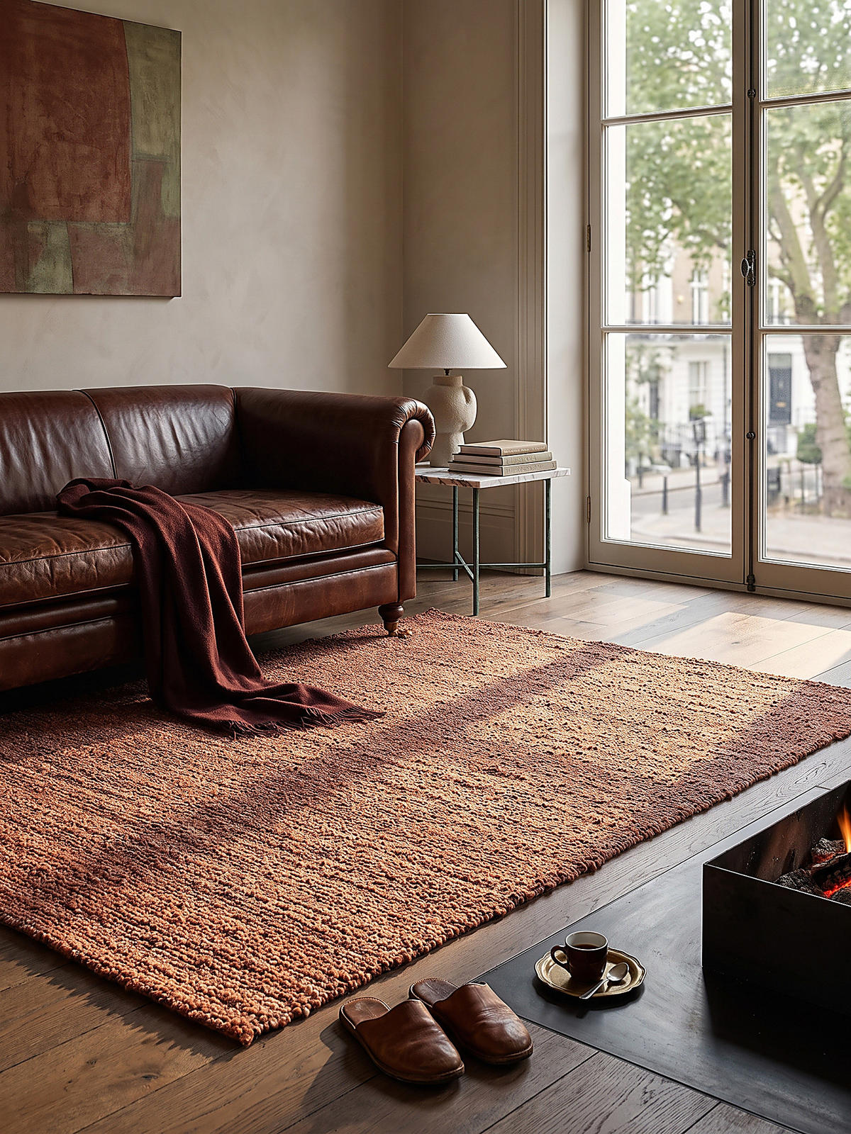 TEPPICH Kurzflor, handgewebt, GLAVEN, in Terrakotta, Bouclé-Struktur, 120 x 170 cm - Orange, Textil (120/170cm) - KADIMA DESIGN