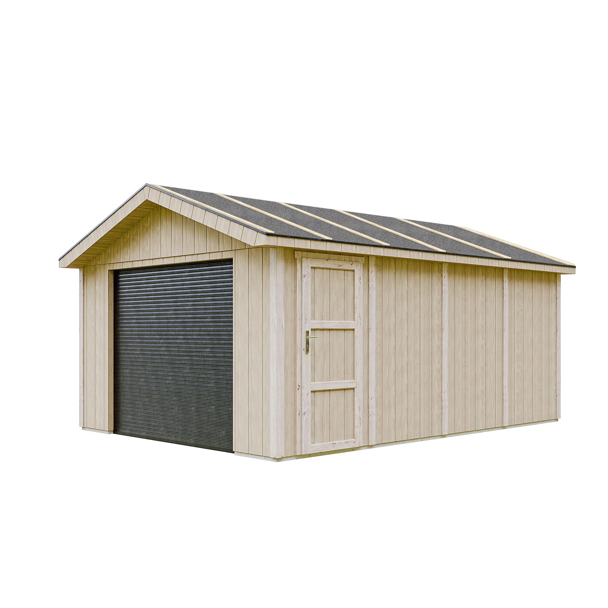 Garage Premium Qualität 17 m²- L378xB530 cm - Konstruktion aus LP Smartside-Panels - Gartenhaus Timbela M991B - Beige, Holzwerkstoff (354/269/486cm) - Timbela