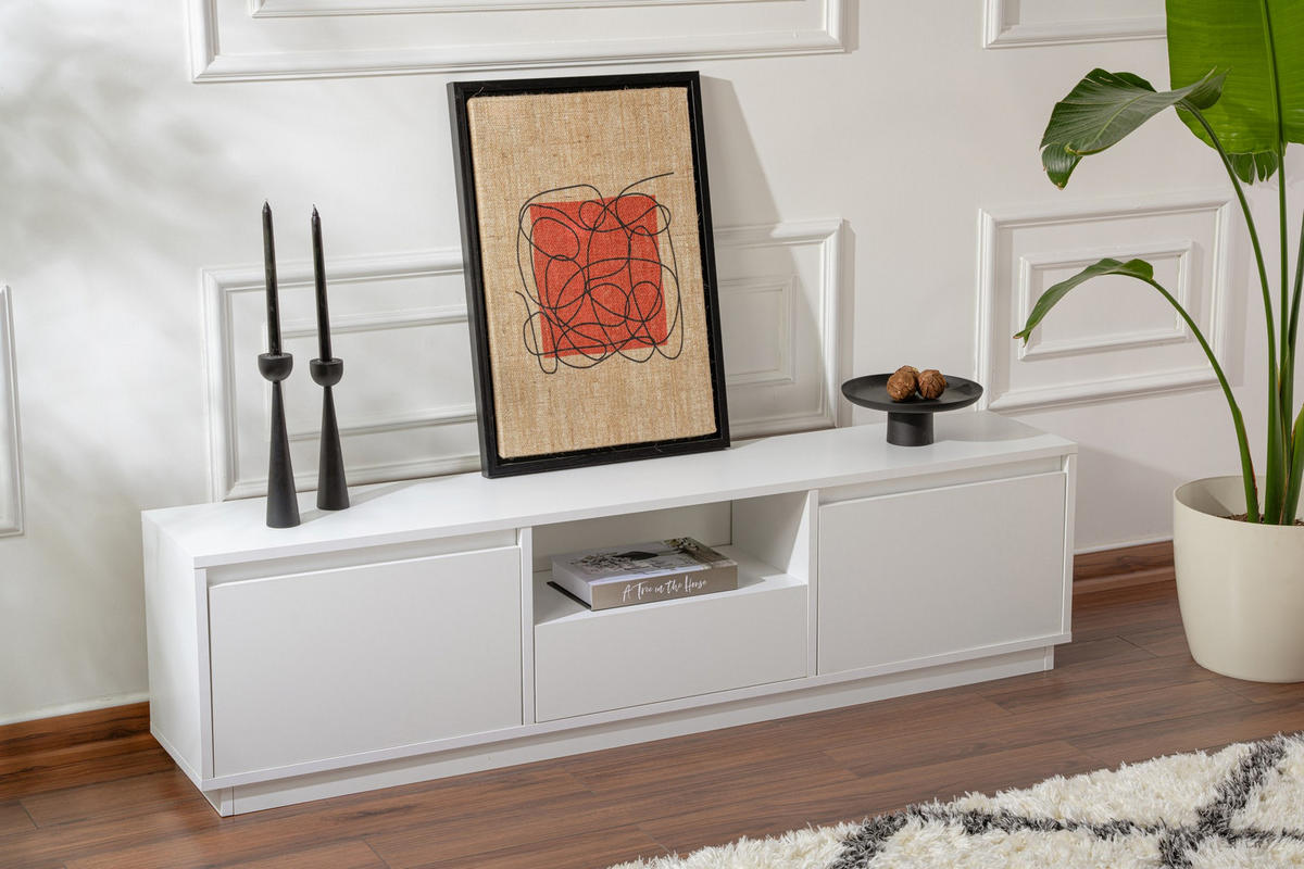 TV-MÖBEL Vanguard Weiß - Weiß, Holz (160/42/29cm) - Habitat Garten