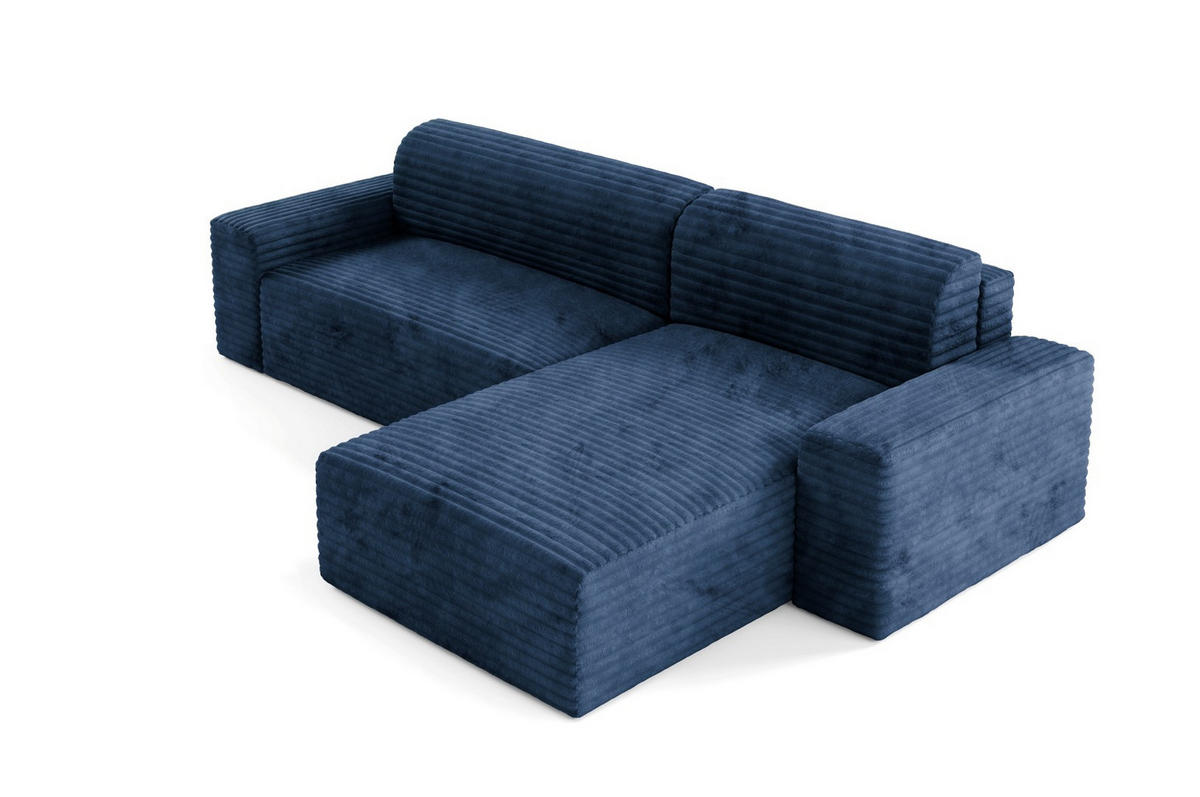 ECKSOFA mit Schlaffunktion Dunkelblau - Schwarz/Dunkelblau, Holz/Holzwerkstoff (300/185cm) - Furnisell