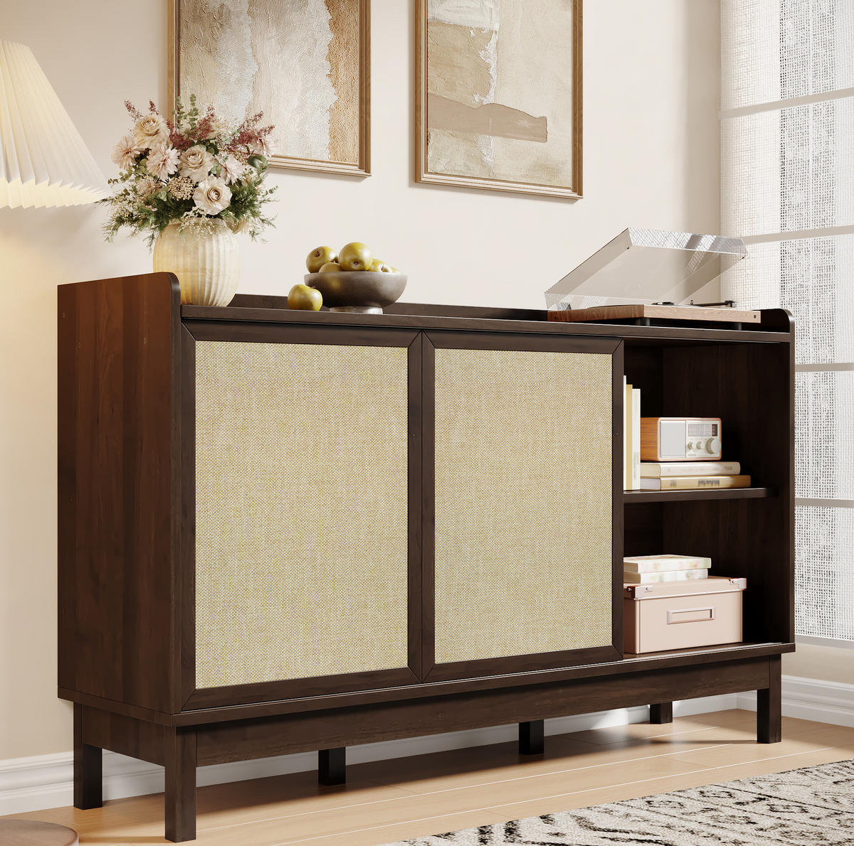SIDEBOARD 150/39,5/80 cm aus Holzwerkstoff mit Schiebetüren, 2 Schubladen und verstellbaren Einlegeböden, Natur - Naturfarben, Holzwerkstoff (150/80/39.5cm) - Redom