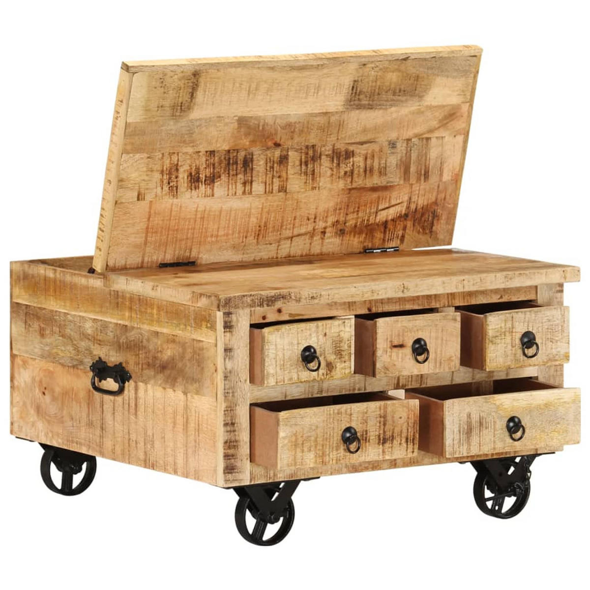COUCHTISCH Raues Mangoholz 70x70x40 cm - Braun, Holzwerkstoff (70/70/40cm) - furnicato