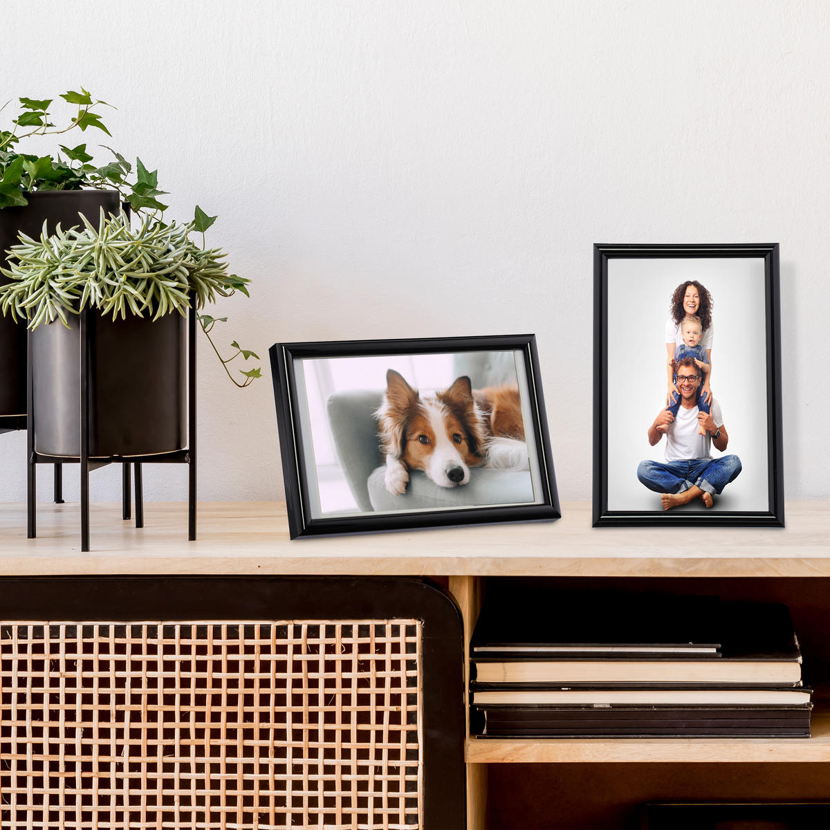 BILDERRAHMEN - Schwarz, Glas/Holzwerkstoff (14/19/2cm) - Relaxdays