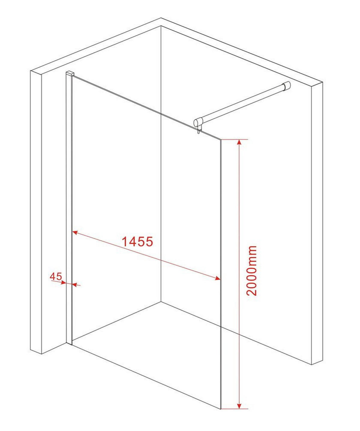 DUSCHWAND AQUOS Klar 150 x 200 cm 10 mm ESG - Klar, Glas (150/200cm) - Glasdeals