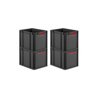EUROBOX 4x NextGen Color 32x30x40 cm 30 Liter Griffe rot zu, Schwarz - Rot/Schwarz, Kunststoff (30/32/40cm) - PROREGAL