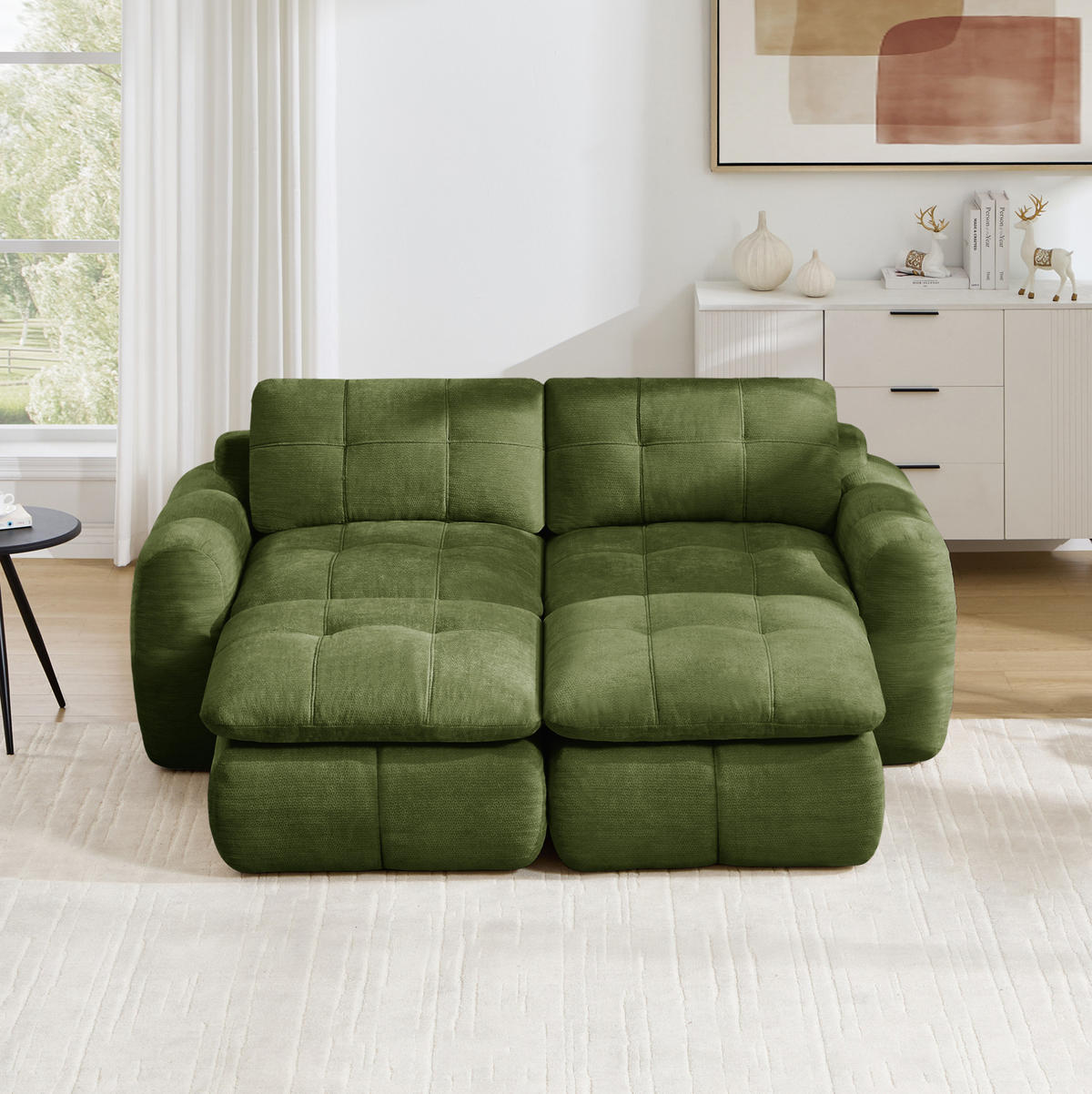 SOFA 194/160/68 cm in Grün mit Chenille-Bezug und ohne Montage - Grün, Textil (160/68/194cm) - Flora Grace