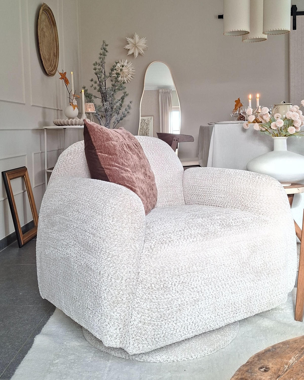 DREHSESSEL Stoff Beige Aapua - Beige, Textil (82/74/72cm) - Beliani