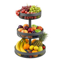 OBSTETAGERE rund, 3-stöckig, Ø 20 cm, 25 cm und 30 cm, grau, Metall - Grau, Metall (42cm) - eluno