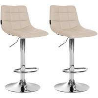 BARHOCKER 2er Set James Kunstleder chrom creme - Chromfarben/Naturfarben, Kunststoff/Metall (43/108.5/46.5cm) - TPFLiving