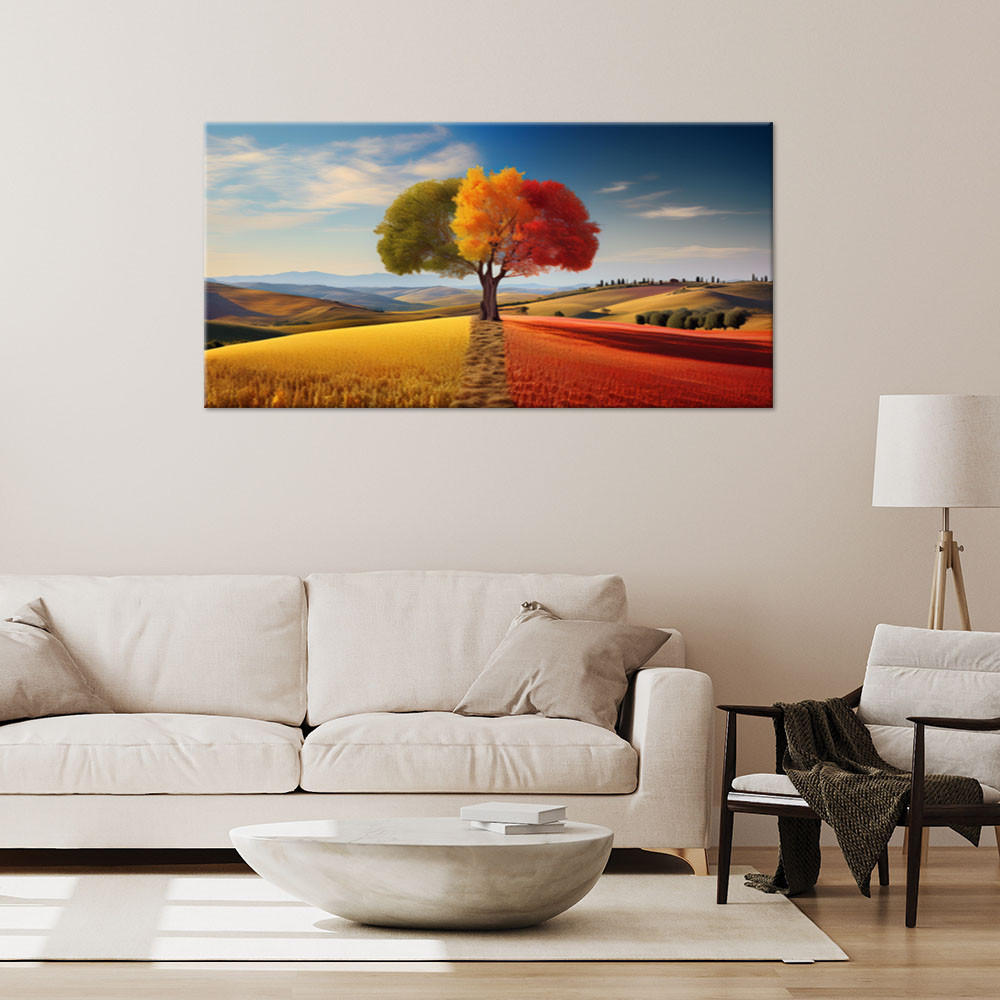 LEINWANDBILD Bunte Baum-Natur-Zusammenfassung 100x50cm - Multicolor, Textil (100/50cm) - Feeby