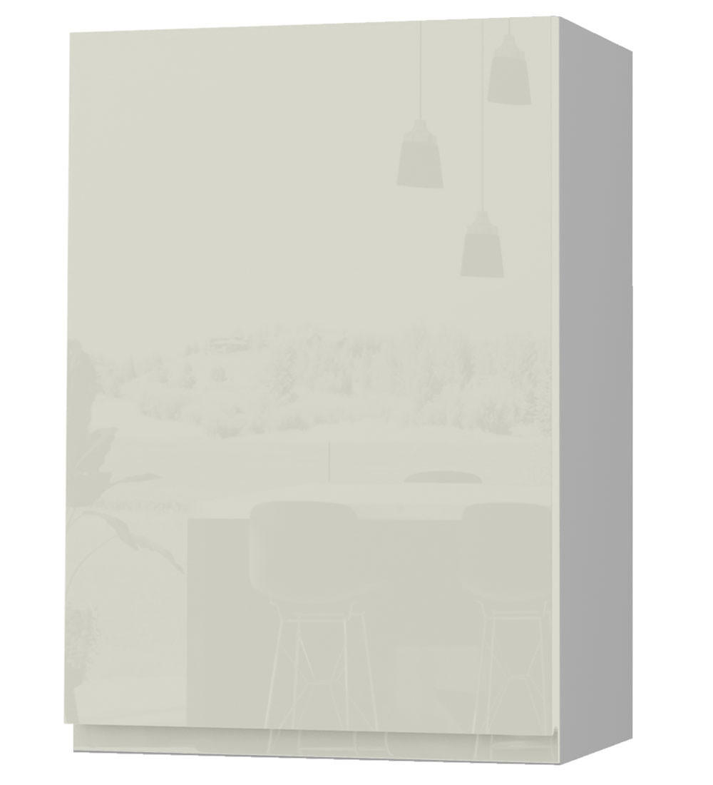HÄNGESCHRANK Florence W2/50 Grau / RAL 1013 perlweiß HG 50 / 32,5 / 72cm - Türanschlag rechts - Weiß Hochglanz/Weiß, Holz/Holzwerkstoff (50/72/32.5cm) - Feldmann-Wohnen