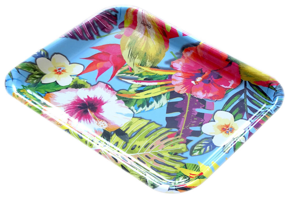 TABLETT Tropical, rechteckige Melamin Serviertablett 31x23 cm - Multicolor, Kunststoff (23/2/31cm) - Lashuma