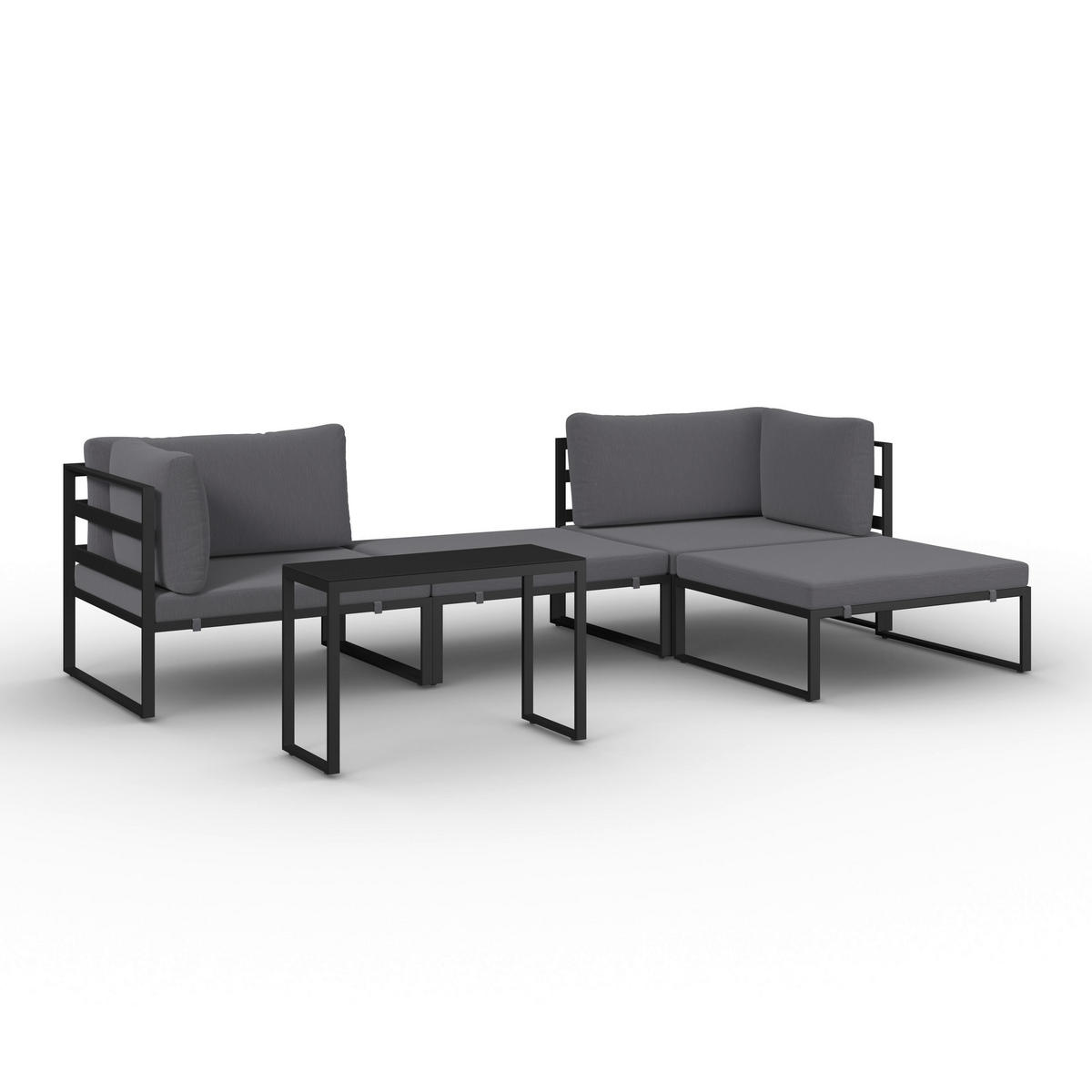 LOUNGEGARNITUR Valentina Dunkelgrau Metall/Outdoorstoff - Dunkelgrau, Metall
