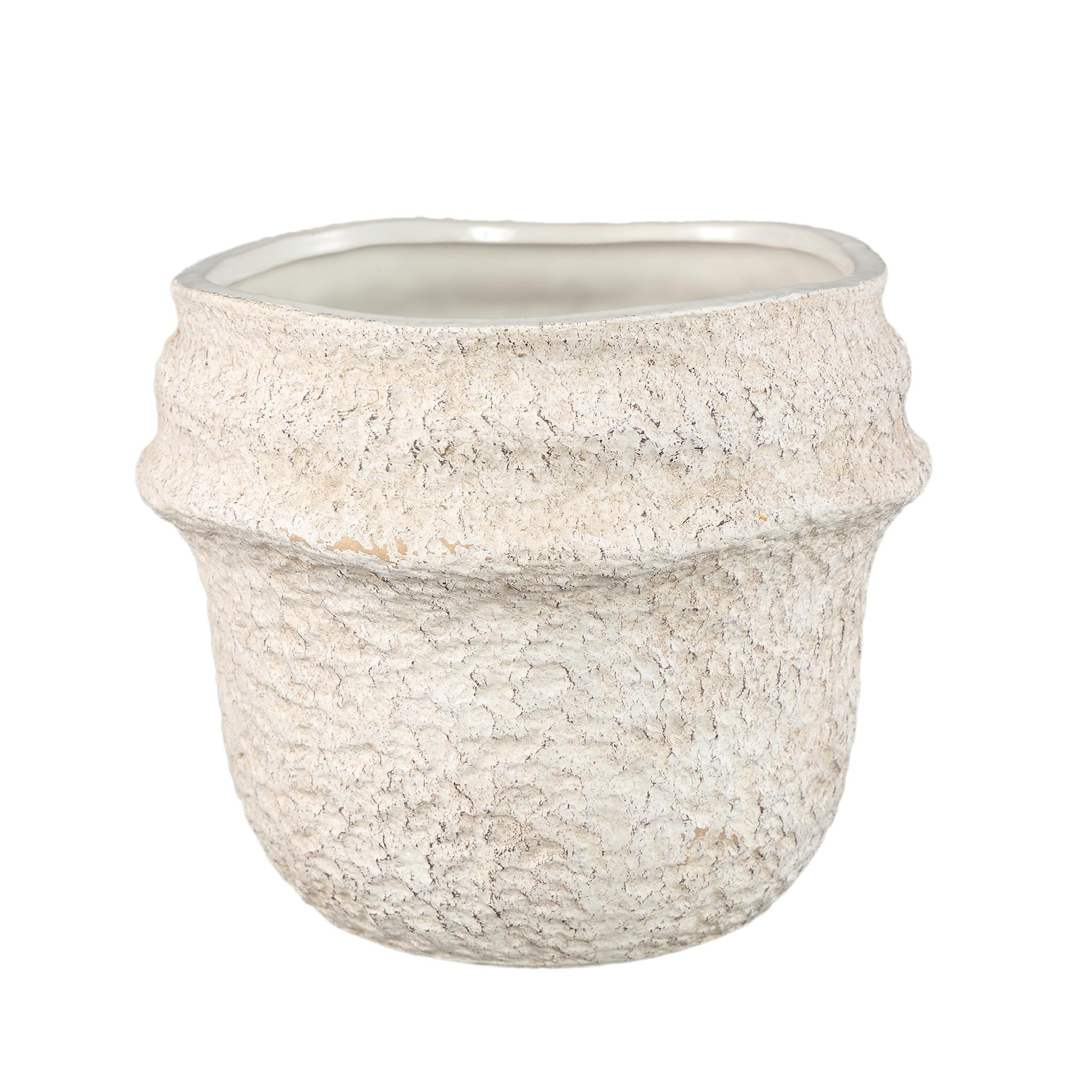 TOPF Mauvi Beige 19.5/19.5/17cm - Creme, Keramik (17cm) - PTMD Collection