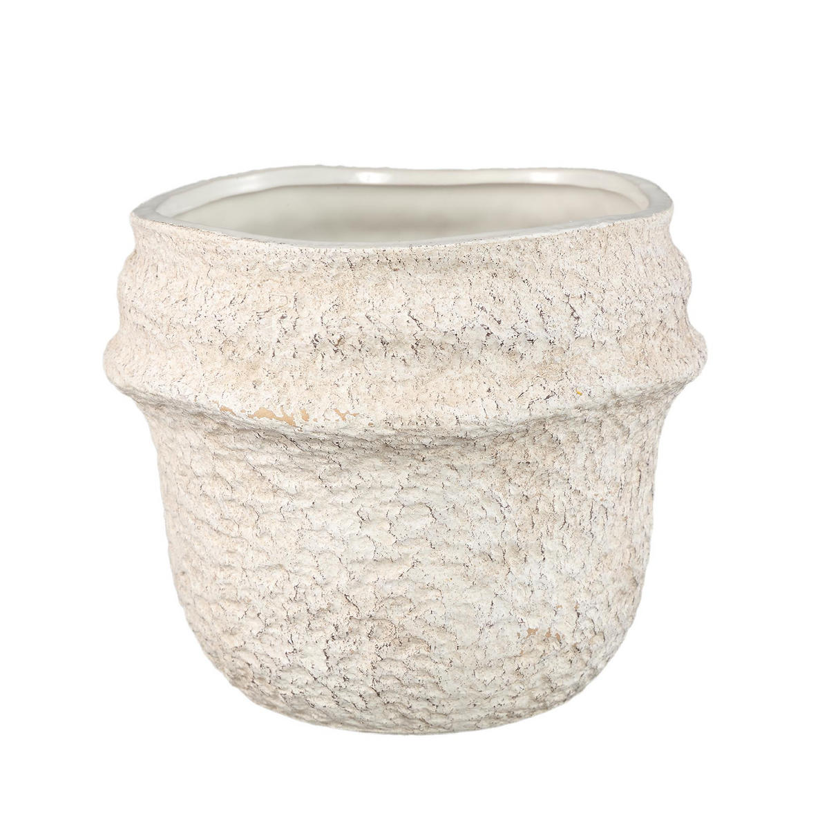 TOPF Mauvi Beige 19.5/19.5/17cm - Creme, Keramik (17cm) - PTMD Collection