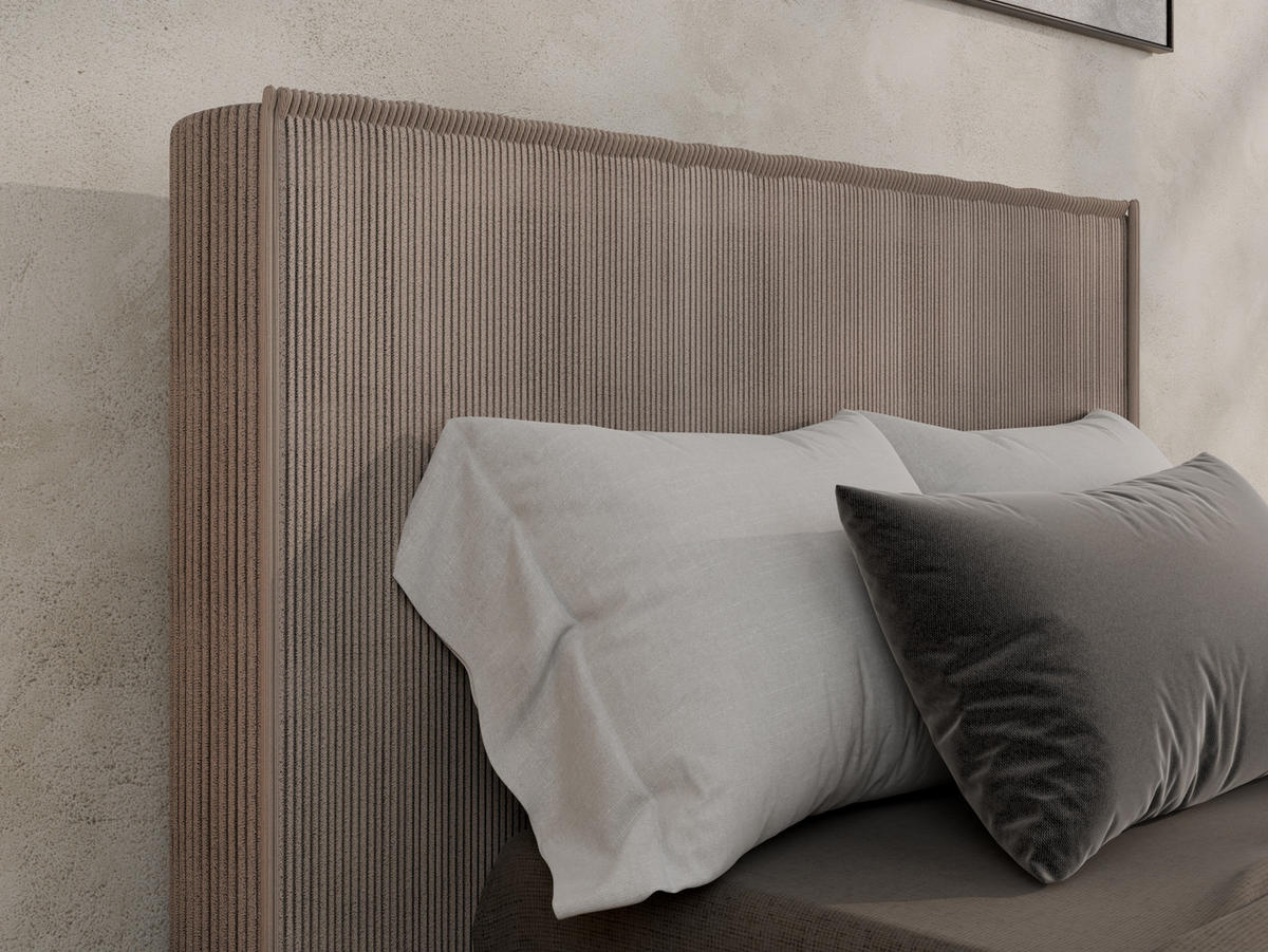 POLSTERBETT SANA 90x200cm Elegantes Polsterbett für modernen Wohnstil , 7-Zonen-Taschenfederkernmatratze mit kokos ARLAN (21 cm), cappuccino - Cappuccino, Holz (90/200cm) - Panda Möbel