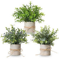 KUNSTPFLANZEN 3-teiliges Set Eukalyptus mit braunem Topf - Multicolor, Kunststoff (15cm)