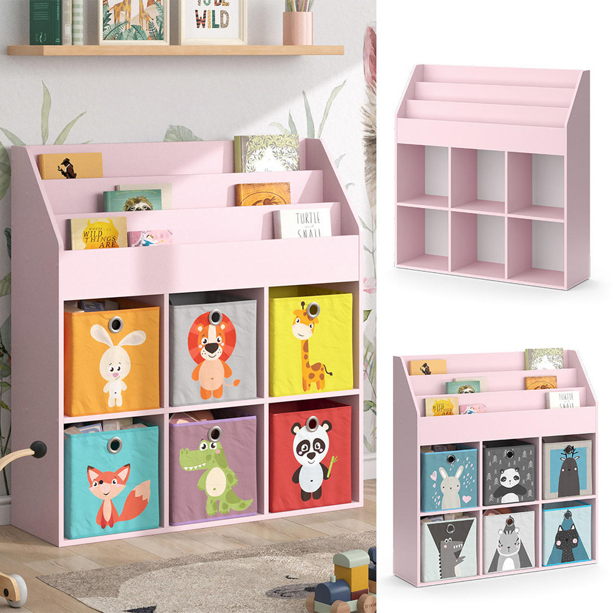 KINDERREGAL Luigi Rosa 107.2 x 114.2 cm ohne Faltboxen - Rosa, Holzwerkstoff (107.2/114.2/31.2cm) - Vicco