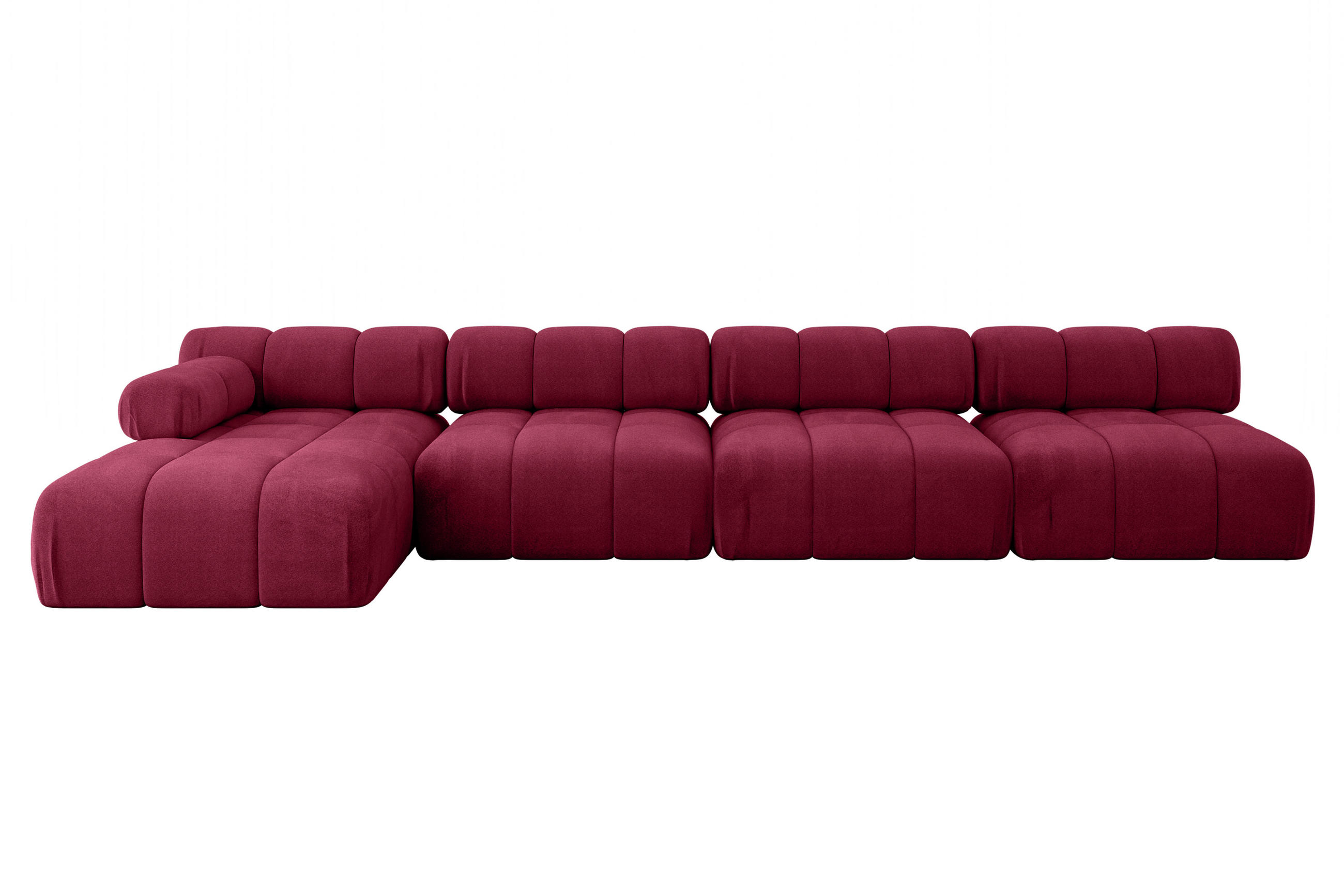 ECKSOFA modulares Sofa Razon-L3 - 380x160x70 cm Bordeauxrot Velours - Bordeaux, Holzwerkstoff/Textil (380/160cm) - ALTDECOR