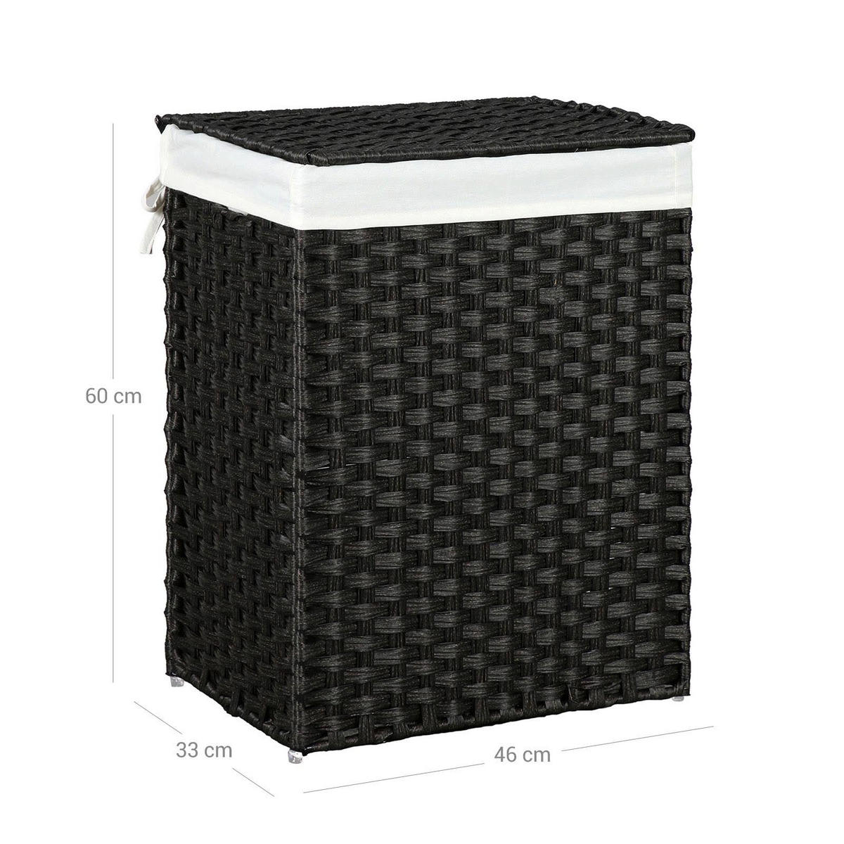 WÄSCHEKORB AUS POLYRATTAN - Schwarz, Kunststoff (33/60/46cm) - Hansiro